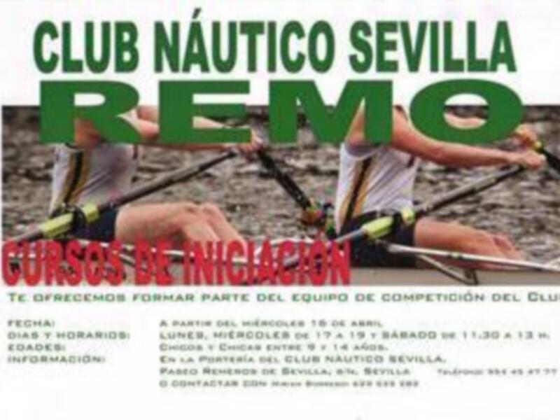 Cursos de Iniciación en Remo para el Club Náutico Sevilla. Forma parte del equipo de competición. Horarios: 15-26 de abril, 11:30 a 13 h. Edades: 7-14 años. Pase de acceso: Reserva en Sevilla, Av. Sevilla. Contacto: 954 45 77 77