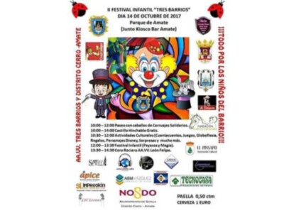 IIº Festival Infantil, Tres Barrios, en el Parque Amate de Sevilla, previsto para el próximo día 14 de octubre