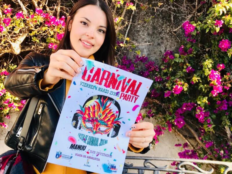 Promoción del Carnaval Juvenil en Plaza de Andalucía. Fiesta el viernes 6 de marzo a las 23:30h.