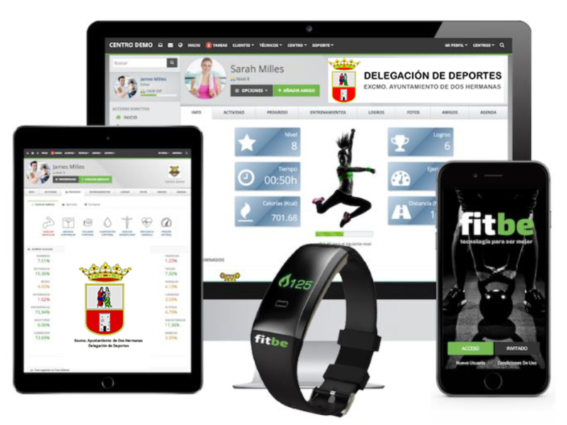 Fitbe es una plataforma digital que ofrece servicios de seguimiento y motivación para el ejercicio físico. Ofrece aplicaciones móviles, tablets y un reloj inteligente para monitorear el ritmo cardíaco y la actividad física.