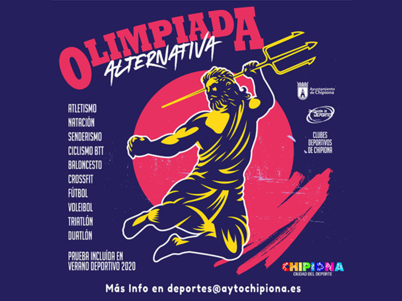 "Olimpiada Alternativa. Atletismo, Natación, Senderismo, Ciclismo BTT, Baloncesto, Fútbol, Voleibol, Triatlón. Verano Deportivo 2020 en Ayto de Chipiona."