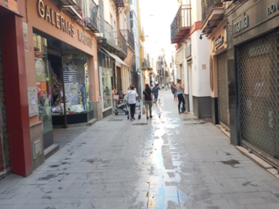 La calle Cuna de Sevilla, una calle peatonal afectada gravemente por la pandemia y las obras.