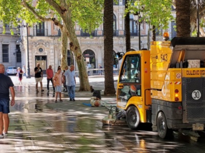  La barredora y el manifestante.