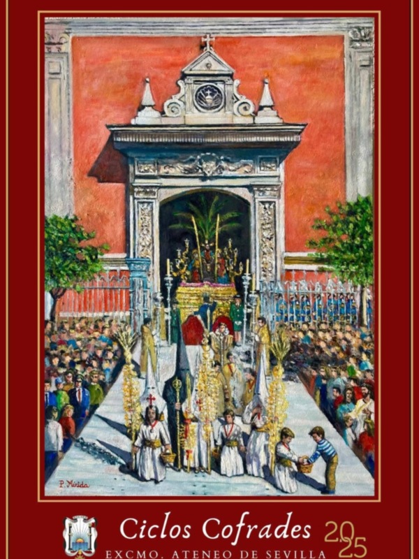 Procesión religiosa con sacerdotes y cofrades en Sevilla, España, en el año 2025.