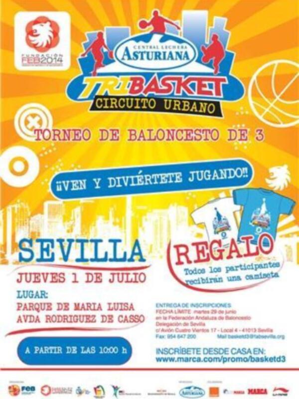 Torneo juvenil de baloncesto de Tribasket en Sevilla el próximo 1 de julio