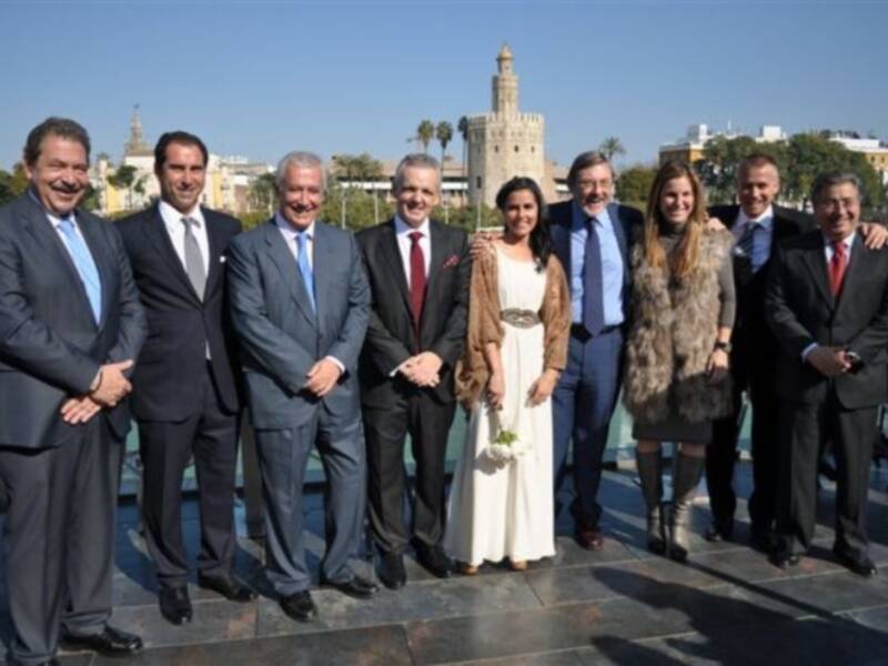 Arancha Sánchez Vicario, testigo de la boda en Sevilla del presidente de la federación española de tenis