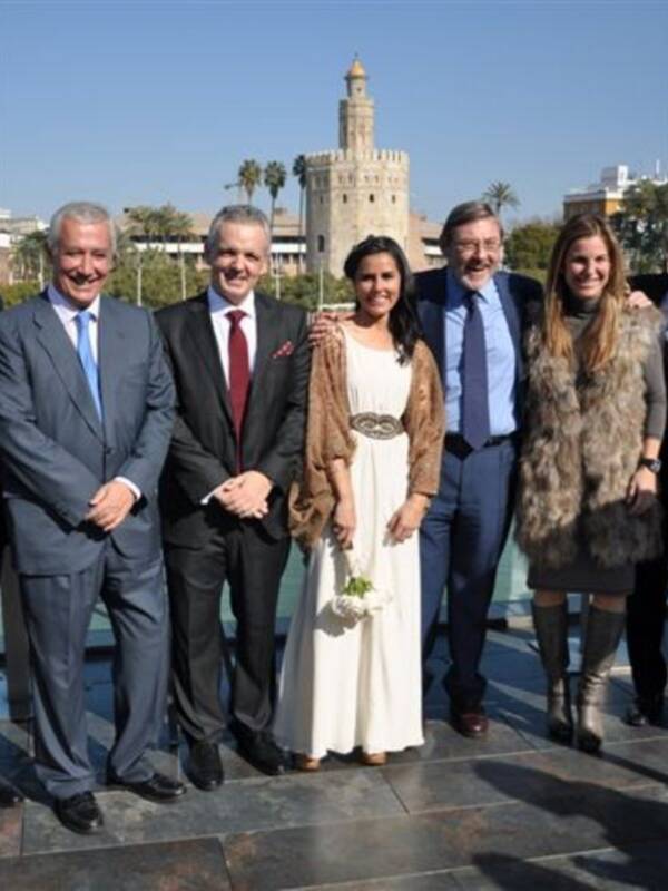 Arancha Sánchez Vicario, testigo de la boda en Sevilla del presidente de la federación española de tenis