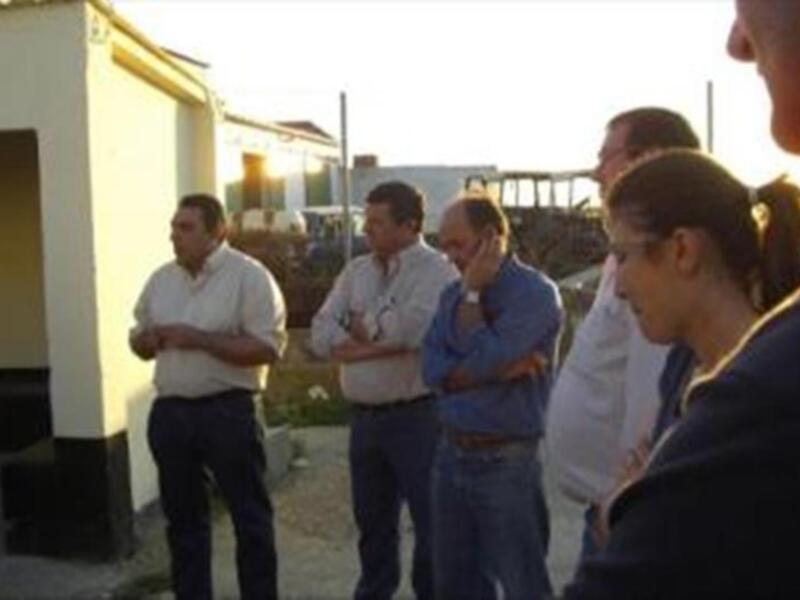 Un grupo de personas reunidas en un entorno urbano, posiblemente en una calle o plaza. La imagen muestra a varios individuos de diferentes edades y estilos, algunos con atuendos casuales y otros más formales. La luz del día sugiere que es de tarde, con sombras proyectadas en el suelo. La atmósfera parece ser de conversación o reunión social.