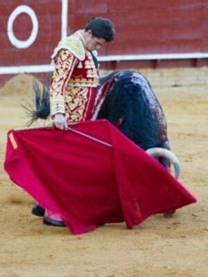 Susto y voltereta de José Tomás que sufrió una cogida en Huelva sin consecuencias