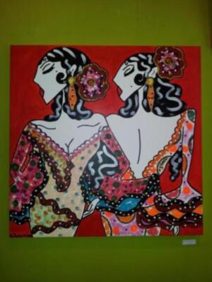 Exposición de pintura pimientos y flamencas by Arturo Tejada Serrano 
