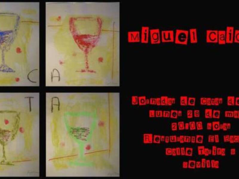 Dibujos de copas de vino con letras "C", "A", y "T". Nombre: Miguel Caicedo.