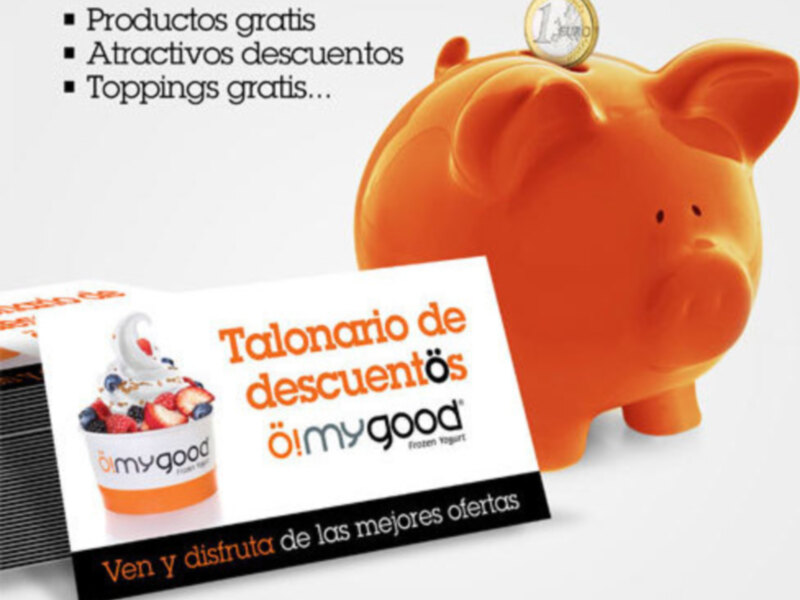Talónario de descuentos mygood con productos gratis, atractivos descuentos y toppings gratuitos. Ven y disfruta de las mejores ofertas.
