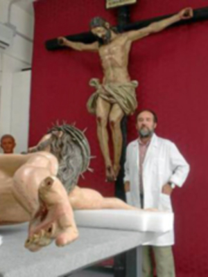 Sevilla. Bendición e inauguración del estudio de escultura de Manuel  Mazueco García.