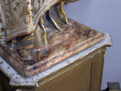 Sevilla. Terminada la restauración de San Martin de Tours por el imaginero-restaurador Benjamín Domínguez Gómez.