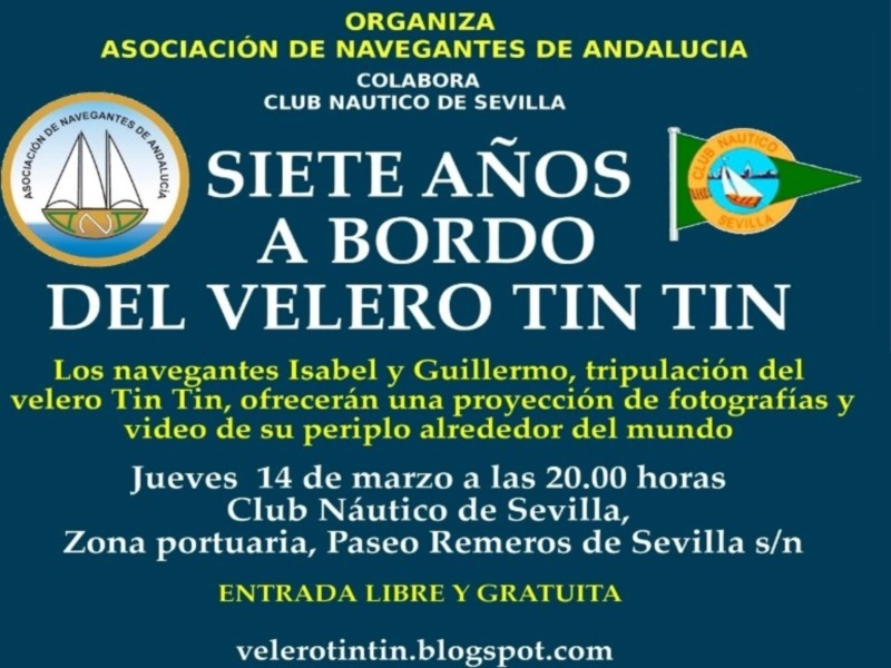Siete años a bordo del velero 'Tin Tin', conferencia en el Club Náutico Sevilla