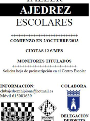 El club local  lanza talleres escolares de ajedrez para el curso que acaba de iniciarse(Chipiona)
