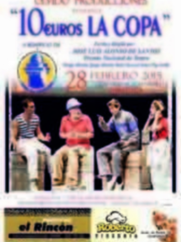 Olvido Producciones trae a Chipiona la obra ?10 euros la copa? a beneficio de la Asociación de Familiares de Enfermos de Alzheimer 