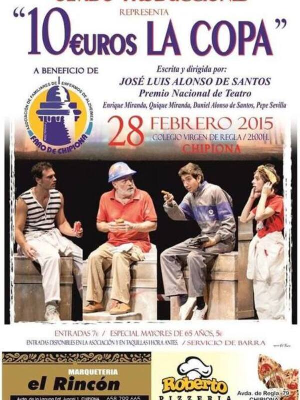 Olvido Producciones trae a Chipiona la obra ?10 euros la copa? a beneficio de la Asociación de Familiares de Enfermos de Alzheimer 