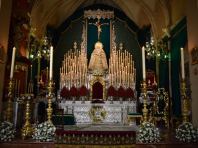 Provincia de Sevilla.Altar efímero del magnífico Quinario en Honor al Stmo Cristo de la Vera-cruz de Alcalá del Río.