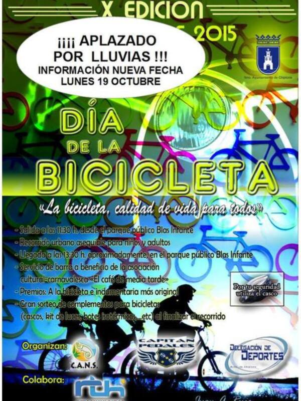 Aplazado el Día de la Bicicleta debido a la previsión de lluvias para el próximo domingo.(Chipiona) 