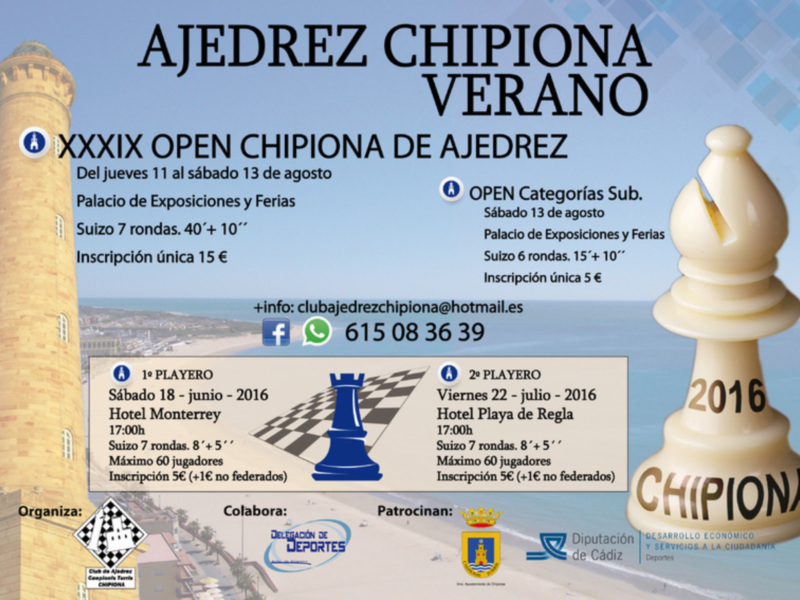 El histórico Open y dos torneos playeros oferta del Club de Ajedrez Caepionis Turris para este verano