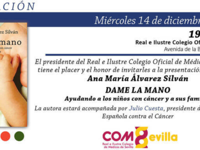 La Doctora Álvarez Silván presenta en el Colegio Médico su libro "Dame la mano, ayudando a los niños con cáncer y a sus familias"