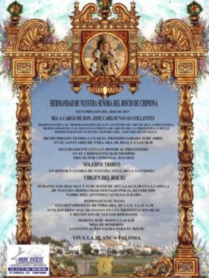 La Hermandad del Rocío iniciará el 29 de mayo con el pregón de José Carlos Naval los actos de la Romería 2017