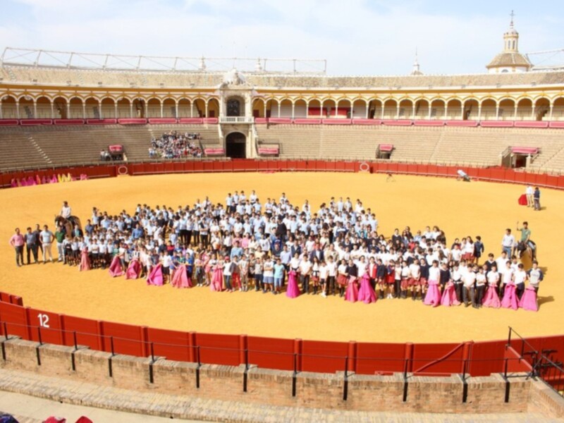 Más de 1.000 escolares y universitarios participan en el taller de toreo en la Plaza de Toros de Sevilla