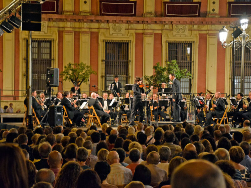 La Banda Sinfónica  sevillana ofreció un concierto  de víspera que  antecede al día grade de  Patrona Sevillana.