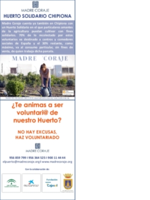 Madre Coraje crea en Chipiona un 'Huerto solidario' que facilitará productos perecederos a comedores sociales y personas necesitadas