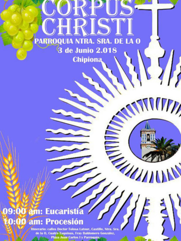 El próximo domingo 3 de junio se celebra la festividad del Corpus Christi en Chipiona