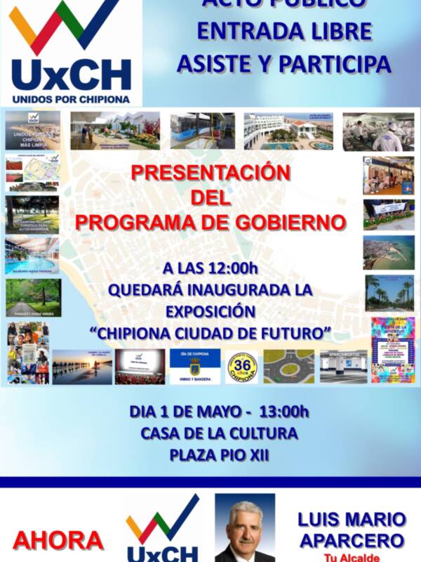Unidos por Chipiona  presentará el próximo 1 de mayo su programa de gobierno a las 13 horas en la Casa de la Cultura