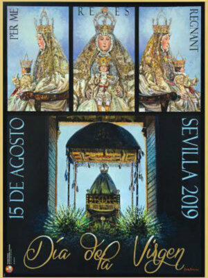 Las miradas de la virgen de los Reyes en el cartel de la procesión agosteña