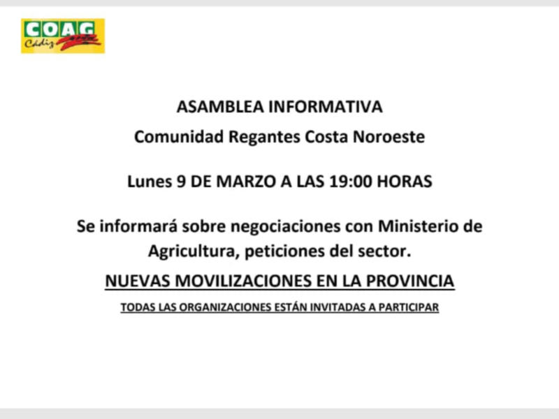 Los organizaciones agrarias de la zona informarán el lunes sobre las actuaciones y movilizaciones por el futuro del sector