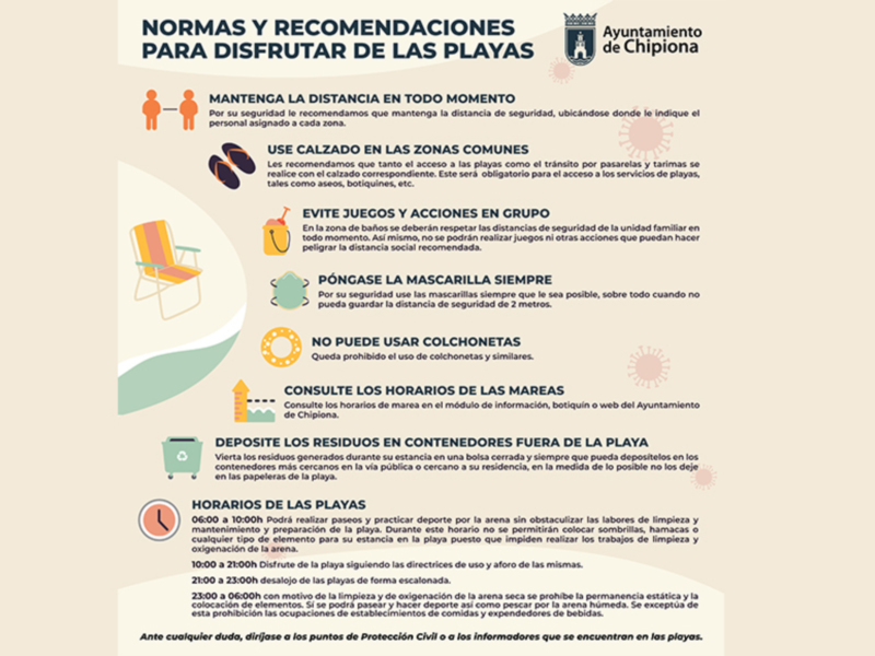  Turismo lleva a las redes sociales la difusión de las normas y recomendaciones para los usuarios de las playas de Chipiona