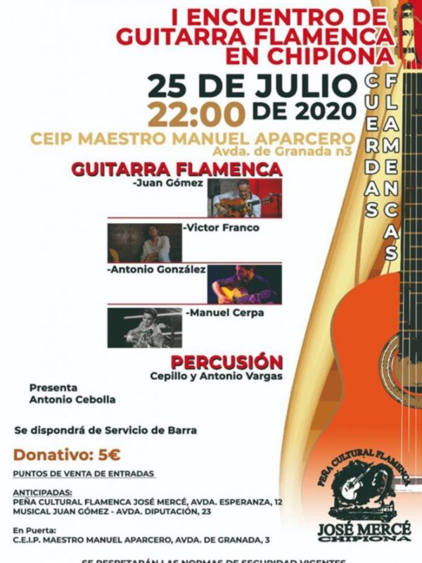 La guitarra flamenca protagonista este sábado en Chipiona con una cita que se pretende sea fija cada verano