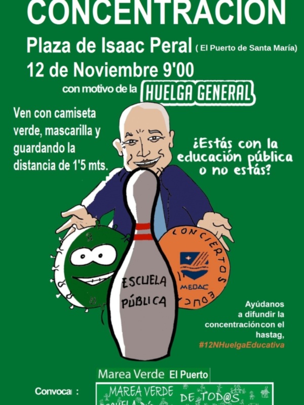 La Marea Verde de El Puerto convoca una concentración en la Plaza de Isaac Peral de El Puerto a las 9 de la mañana el próximo jueves día 12 