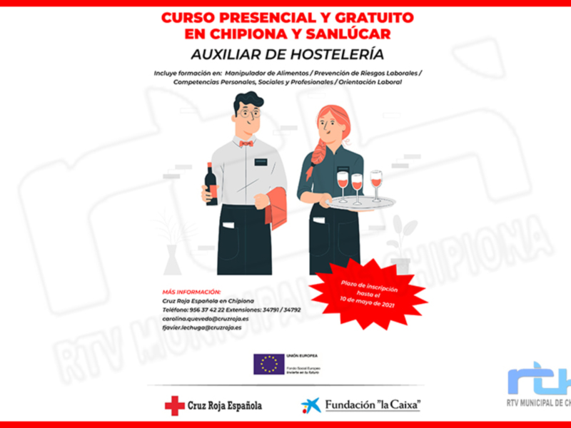 Cruz Roja impartirá un curso gratuito de Auxiliar de Hostelería en Chipiona y Sanlúcar 