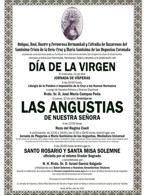 Onomástica de María Santísima de las Angustias Coronada de los Cruceros Ilipense.