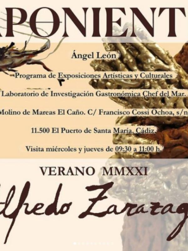 Pinturas de Alfredo Zarazaga sobre habitantes de corrales de pesquería en el restaurante Aponiente del chef Ángel León