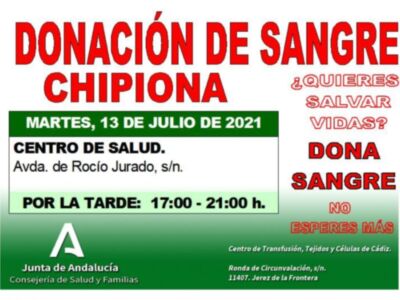 Donación colectiva de sangre el martes 13 de julio en Chipiona, una oportunidad para ayudar ahora que las reservas bajan