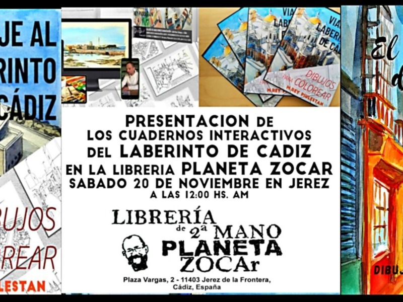Presentación de Los Cuadernos Interactivos del Laberinto de Cádiz I y II- Dibujos Para Colorear del Artista Gaditano Manuel Rey Piulestán