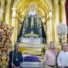 En la Real Ermita de San Gregorio de Alcalá del Río los peregrinos de San Benito saludaron a la corporación del Viernes Santo.
