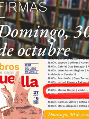 Marina Bernal firmará ejemplares de anónimos Infinitos 3 este domingo en la Feria del Libro de Sevilla 