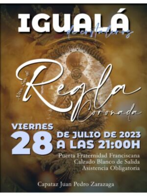 El próximo viernes 28 de julio se llevará a cabo la ‘iguala’ de costaleros para la procesión de la Virgen de Regla el 8 de septiembre