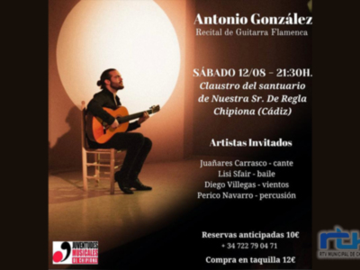 El chipionero Antonio González ofrecerá un recital de guitarra flamenca este sábado dentro del Festival de Música Ciudad de Chipiona