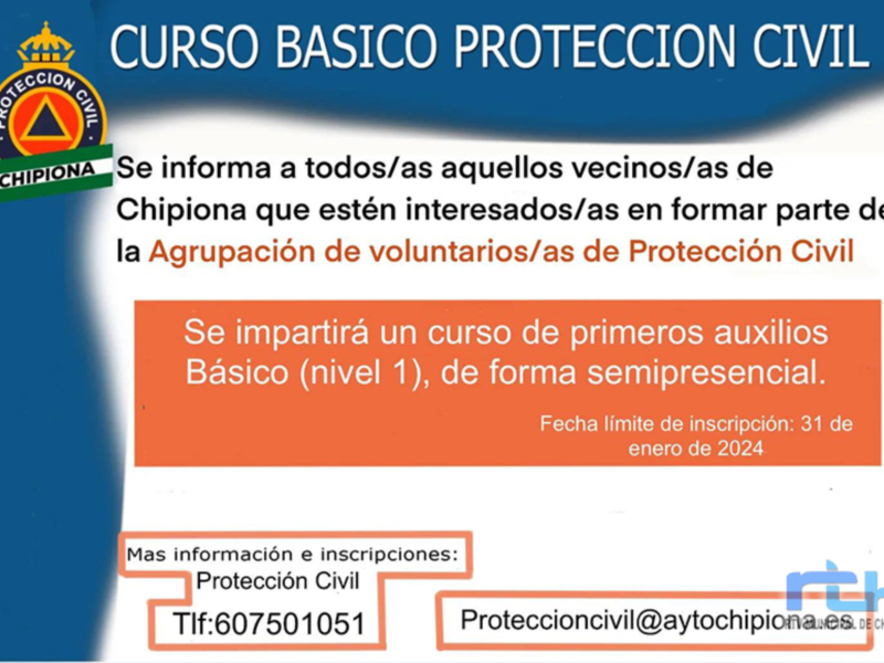 Abiertas las inscripciones para un curso básico de Protección Civil homologado y gratuito