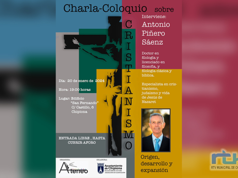 El Nuevo Ateneo de Chipiona organiza para el 20 de enero una charla sobre el cristianismo de Antonio Piñero Sáenz