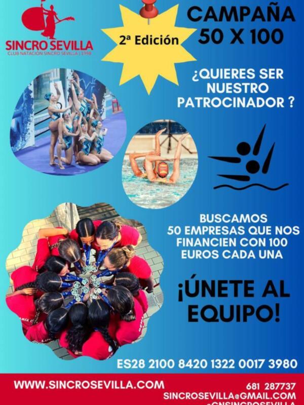 El Club Natación Sincro Sevilla pone en marcha la Campaña 50x100