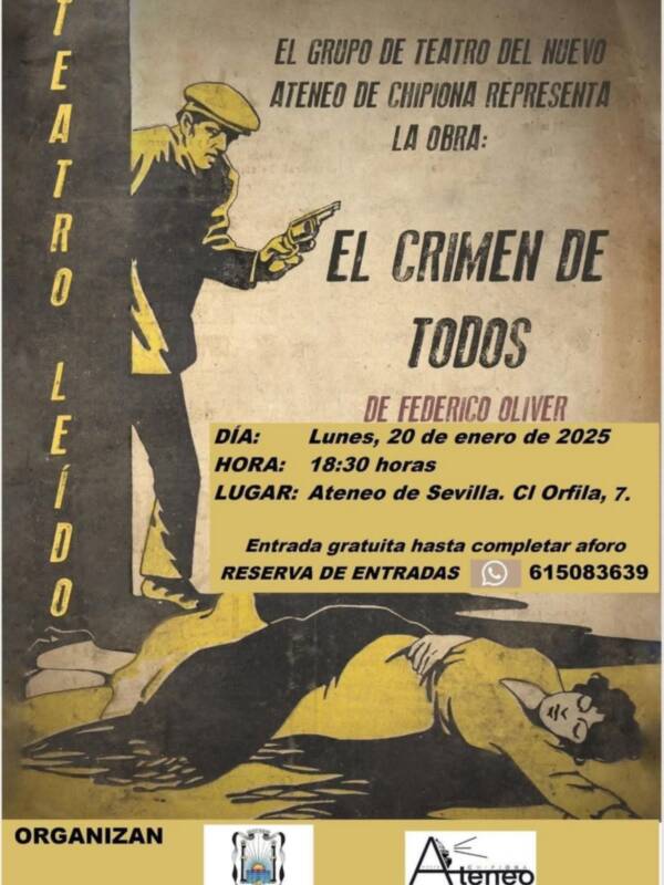 El lunes 20 de enero el grupo de teatro del Nuevo Ateneo de Chipiona se desplazará a Sevilla